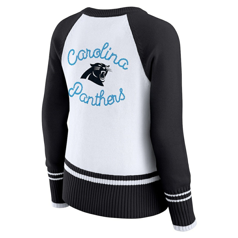 Carolina Panthers WEAR by Erin Andrews Women's Colorblock Raglan Sweater White/Black - NFL