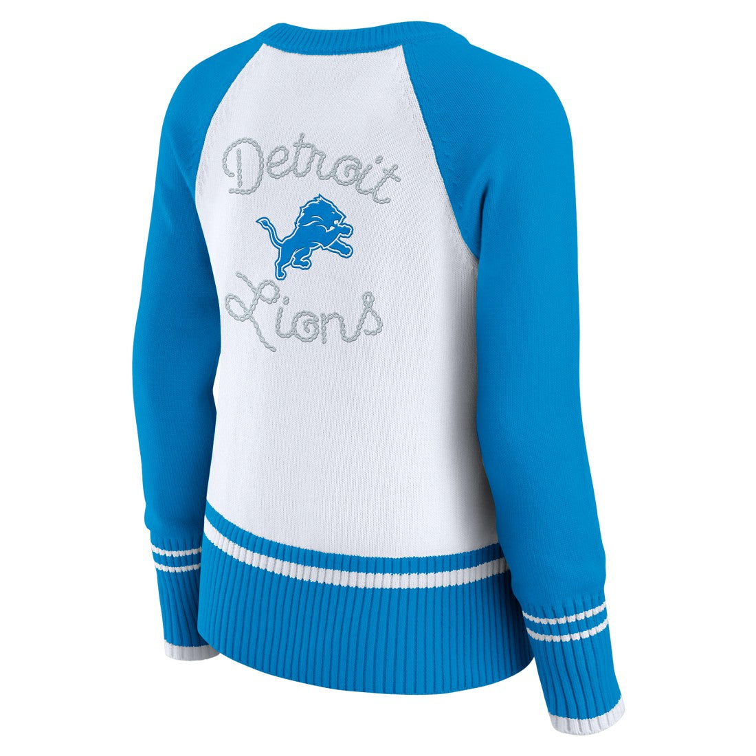 Detroit Lions WEAR by Erin Andrews Women's Colorblock Raglan Sweater White/Blue - NFL