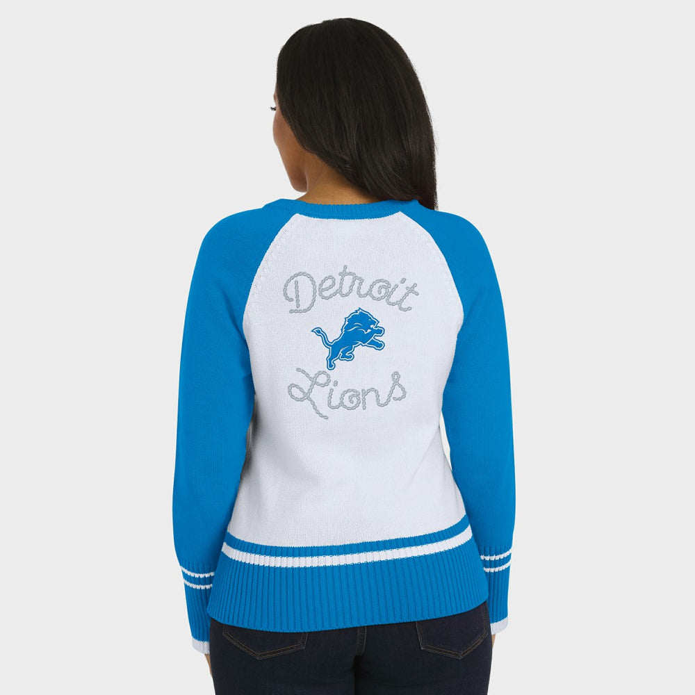 Detroit Lions WEAR by Erin Andrews Women's Colorblock Raglan Sweater White/Blue - NFL
