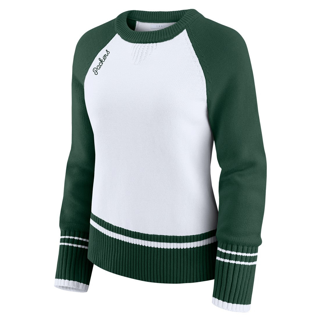 Green Bay Packers WEAR by Erin Andrews Women's Colorblock Raglan Sweater White/Green - NFL