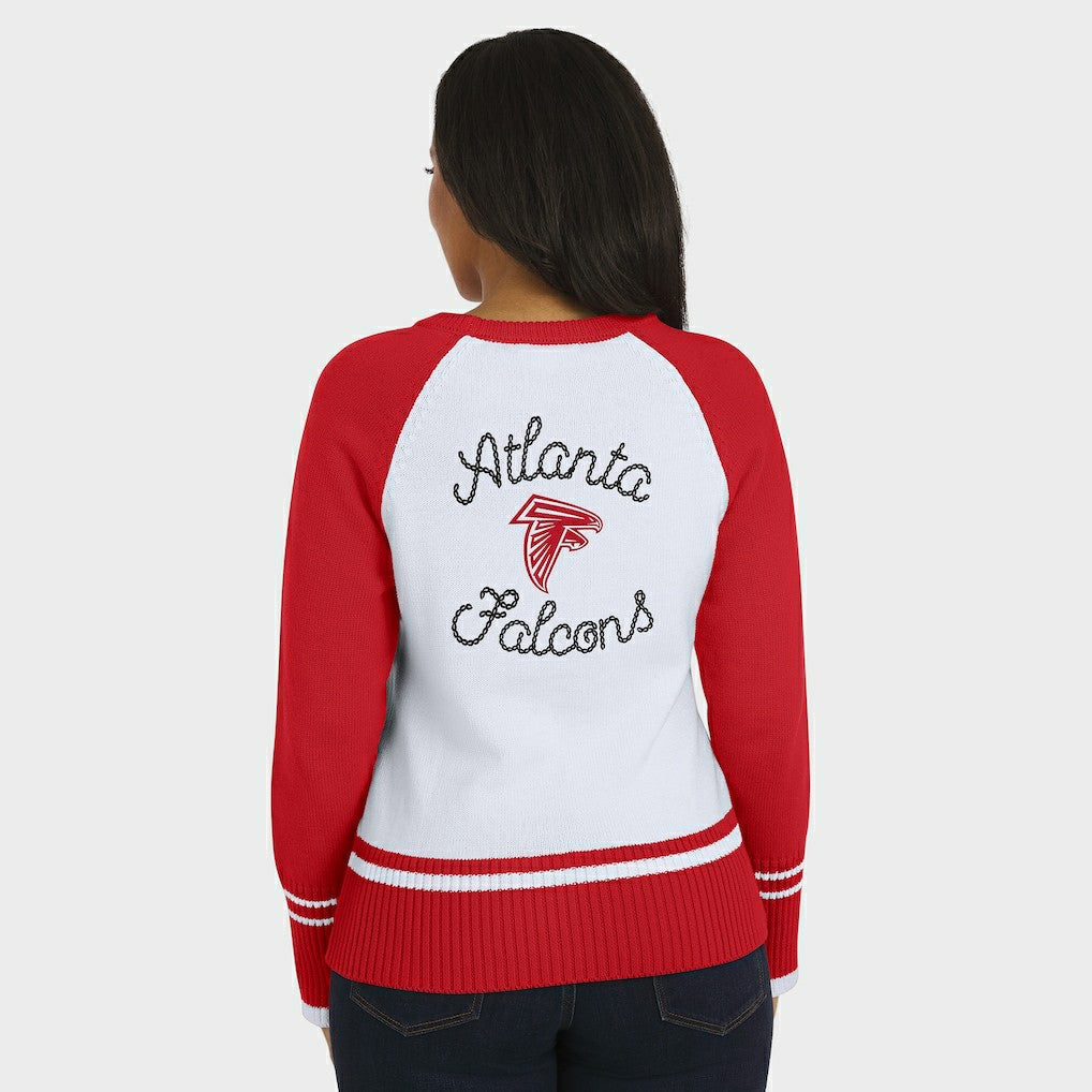 Atlanta Falcons WEAR by Erin Andrews Women's Colorblock Raglan Sweater White/Red - NFL