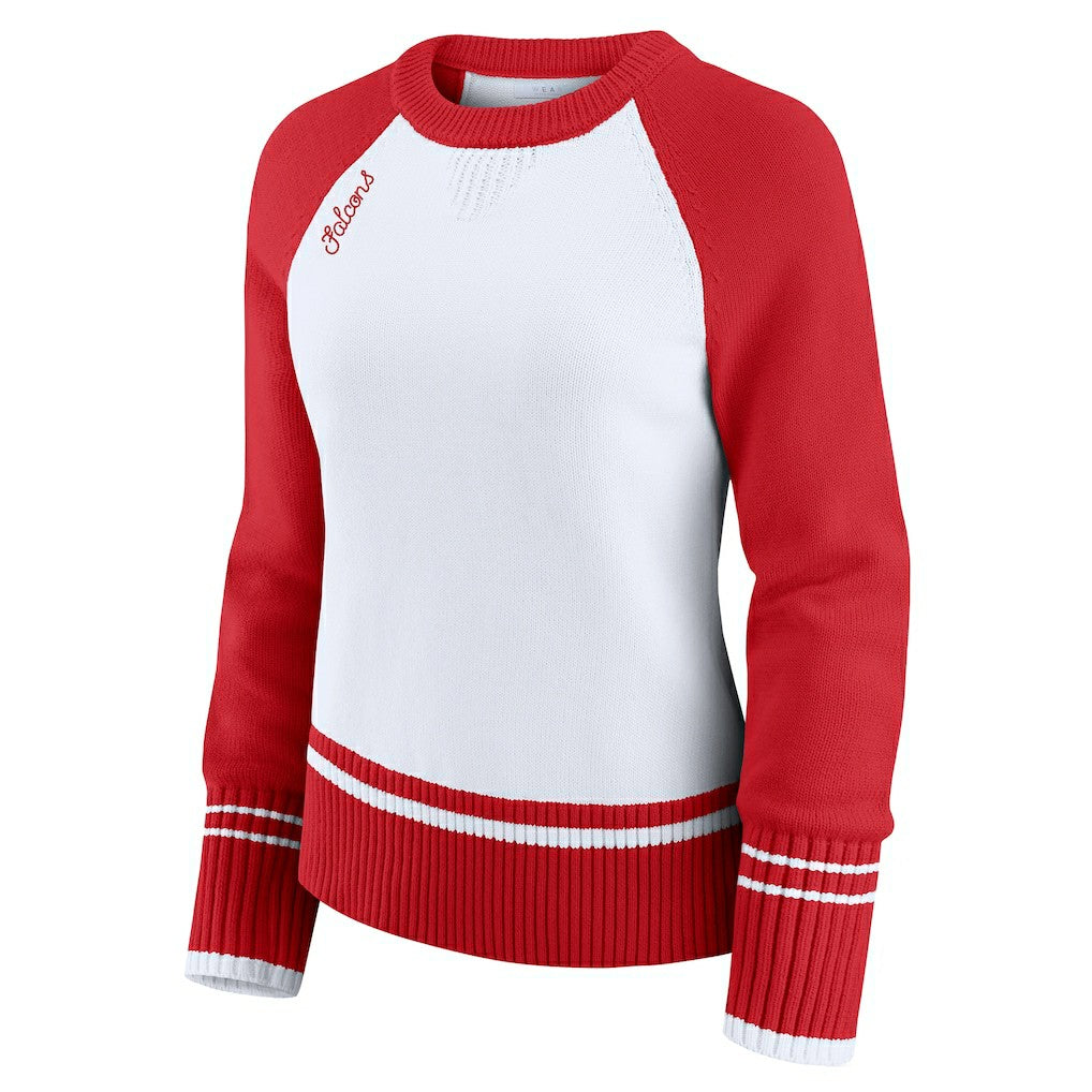 Atlanta Falcons WEAR by Erin Andrews Women's Colorblock Raglan Sweater White/Red - NFL