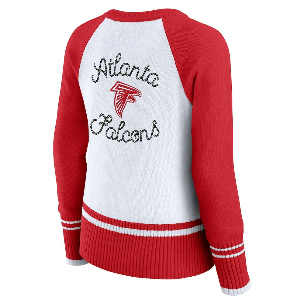 Atlanta Falcons WEAR by Erin Andrews Women's Colorblock Raglan Sweater White/Red - NFL