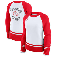 Kansas City Chiefs WEAR by Erin Andrews Women's Colorblock Raglan Sweater White/Red - NFL