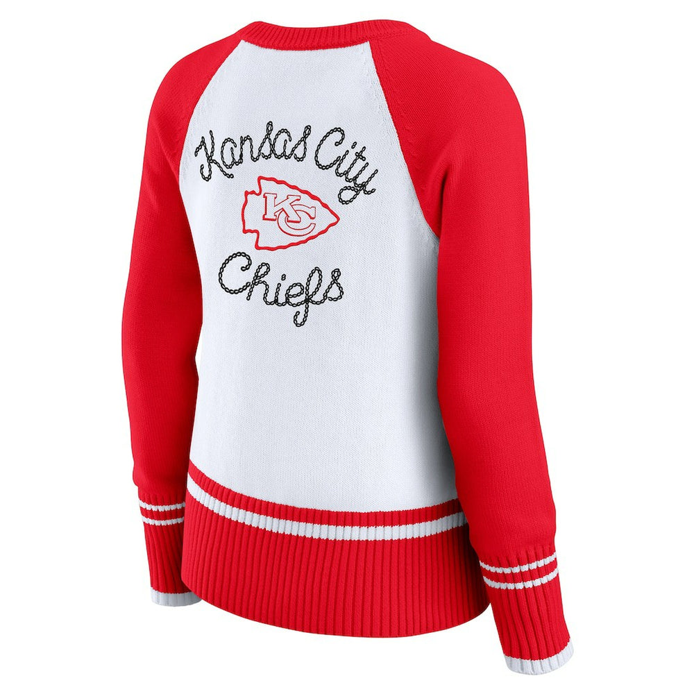 Kansas City Chiefs WEAR by Erin Andrews Women's Colorblock Raglan Sweater White/Red - NFL