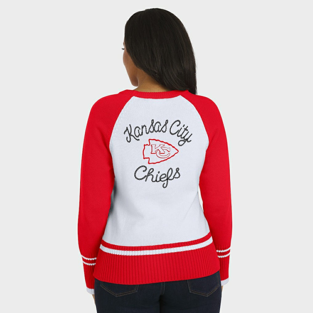 Kansas City Chiefs WEAR by Erin Andrews Women's Colorblock Raglan Sweater White/Red - NFL