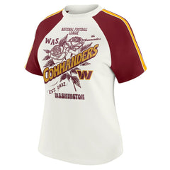 Washington Commanders WEAR by Erin Andrews Women's Sleeve Stripe Distressed Raglan T-Shirt White - NFL