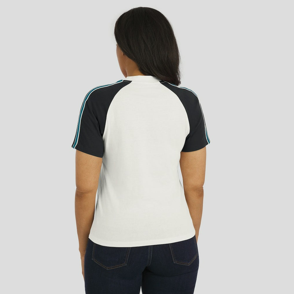 Jacksonville Jaguars WEAR by Erin Andrews Women's Sleeve Stripe Distressed Raglan T-Shirt White - NFL