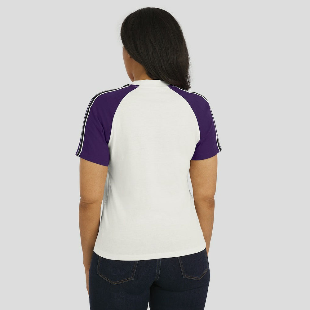Baltimore Ravens WEAR by Erin Andrews Women's Sleeve Stripe Distressed Raglan T-Shirt White - NFL