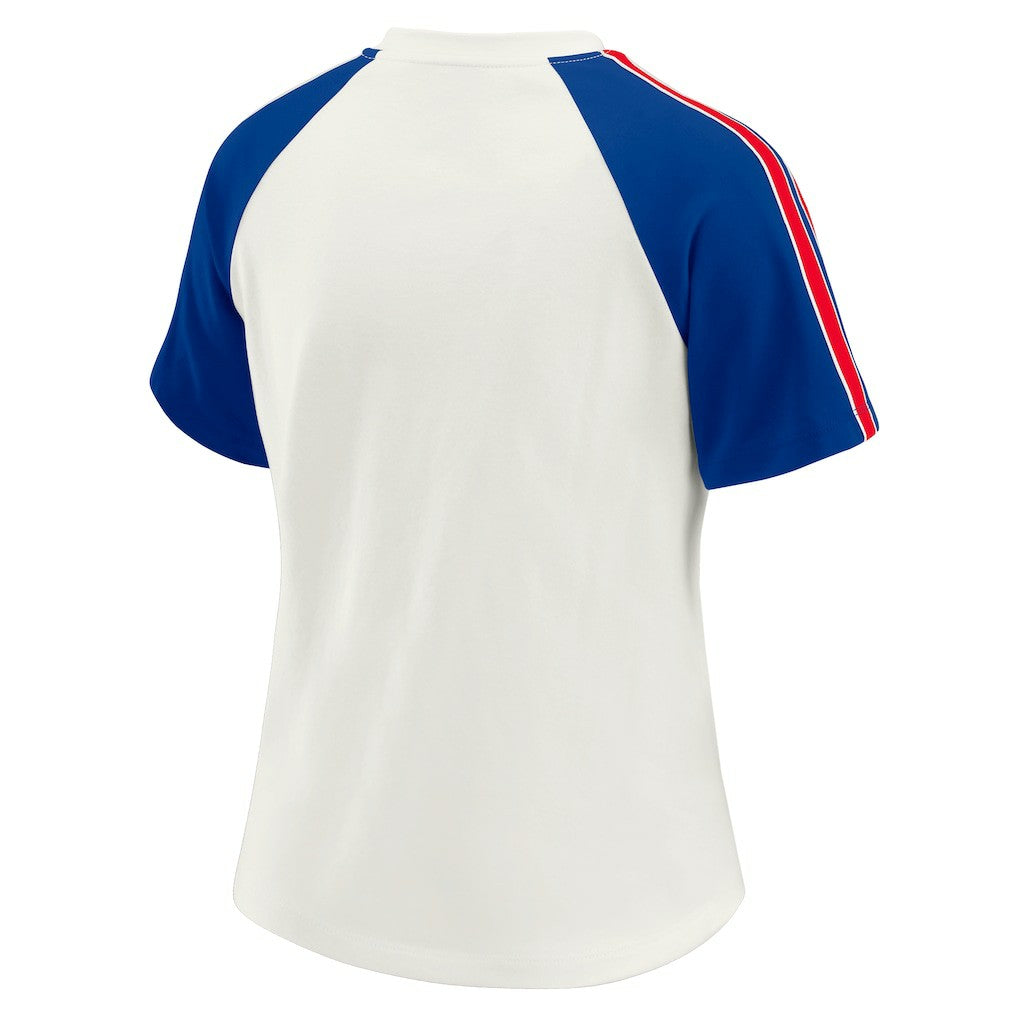 Buffalo Bills WEAR by Erin Andrews Women's Sleeve Stripe Distressed Raglan T-Shirt White - NFL