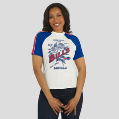 Buffalo Bills WEAR by Erin Andrews Women's Sleeve Stripe Distressed Raglan T-Shirt White - NFL
