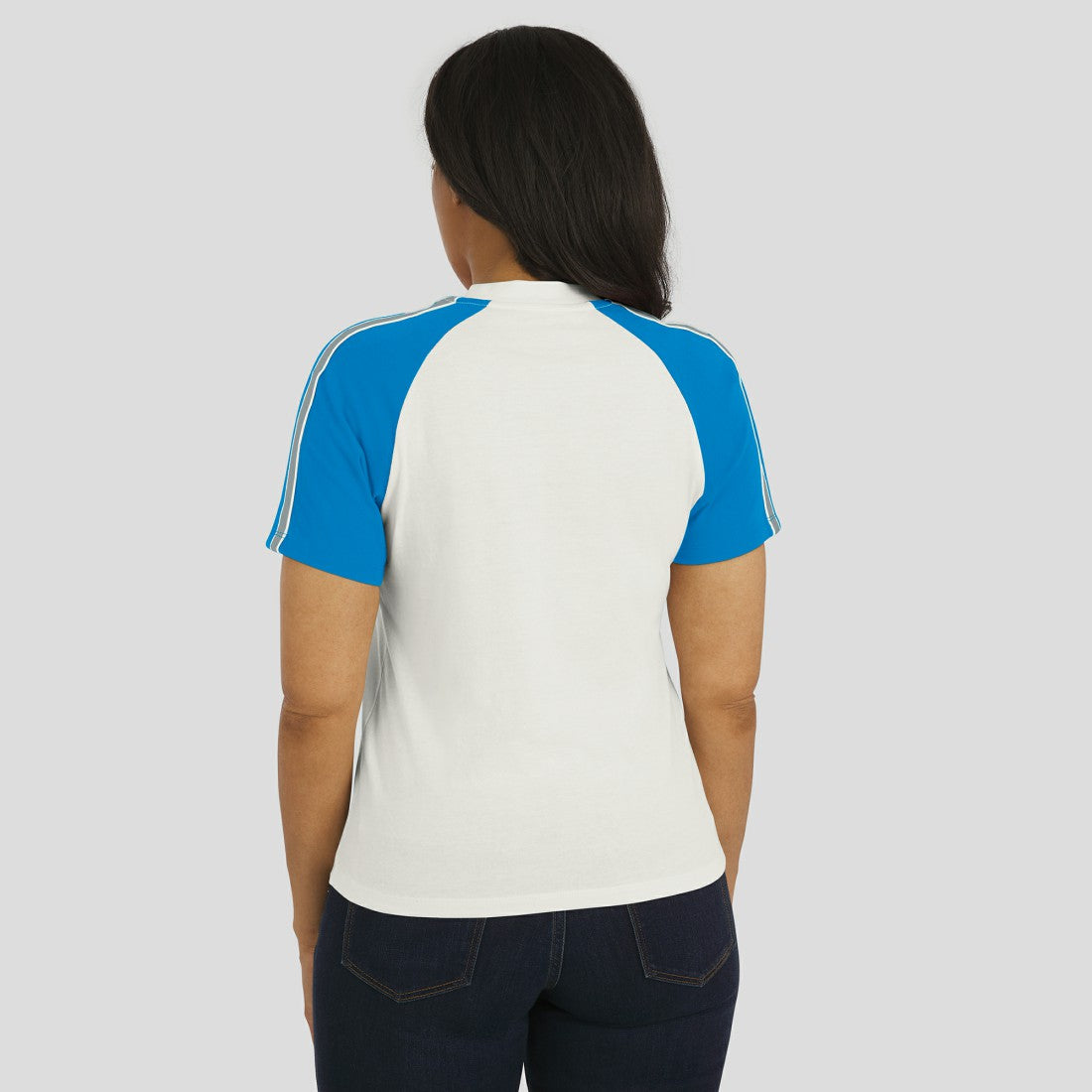 Detroit Lions WEAR by Erin Andrews Women's Sleeve Stripe Distressed Raglan T-Shirt White - NFL