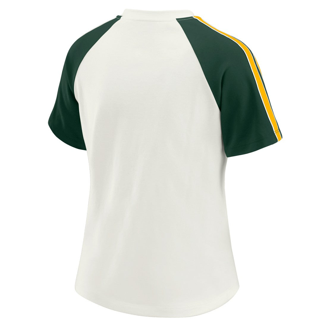 Green Bay Packers WEAR by Erin Andrews Women's Sleeve Stripe Distressed Raglan T-Shirt White - NFL