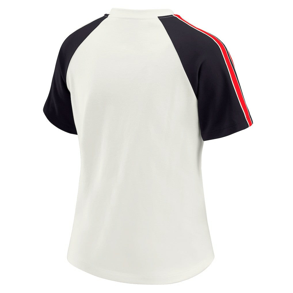 Houston Texans WEAR by Erin Andrews Women's Sleeve Stripe Distressed Raglan T-Shirt White - NFL