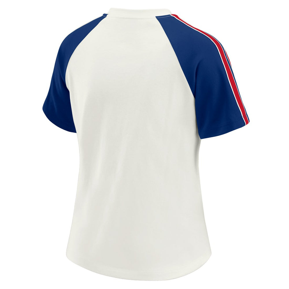 New York Giants WEAR by Erin Andrews Women's Sleeve Stripe Distressed Raglan T-Shirt White - NFL
