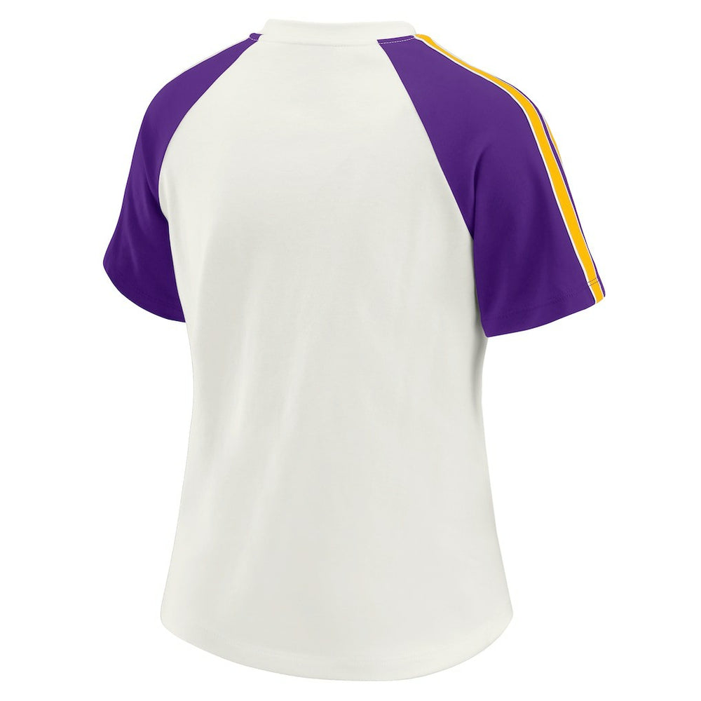 Minnesota Vikings WEAR by Erin Andrews Women's Sleeve Stripe Distressed Raglan T-Shirt White - NFL