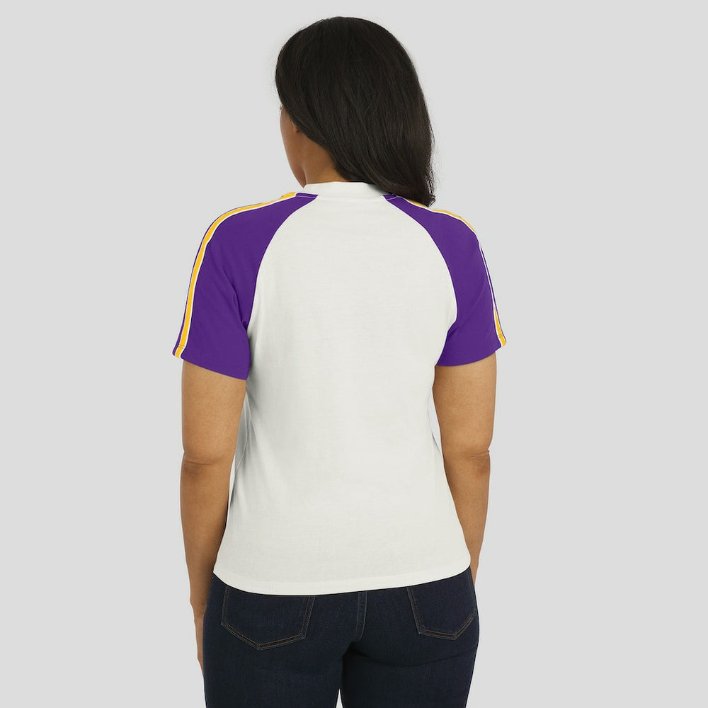 Minnesota Vikings WEAR by Erin Andrews Women's Sleeve Stripe Distressed Raglan T-Shirt White - NFL