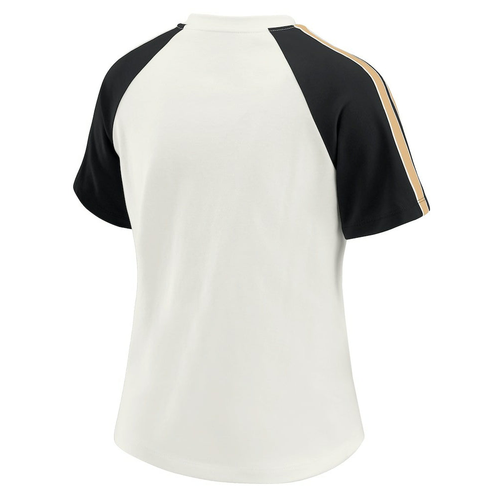 New Orleans Saints WEAR by Erin Andrews Women's Sleeve Stripe Distressed Raglan T-Shirt White - NFL