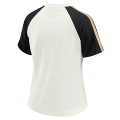 New Orleans Saints WEAR by Erin Andrews Women's Sleeve Stripe Distressed Raglan T-Shirt White - NFL