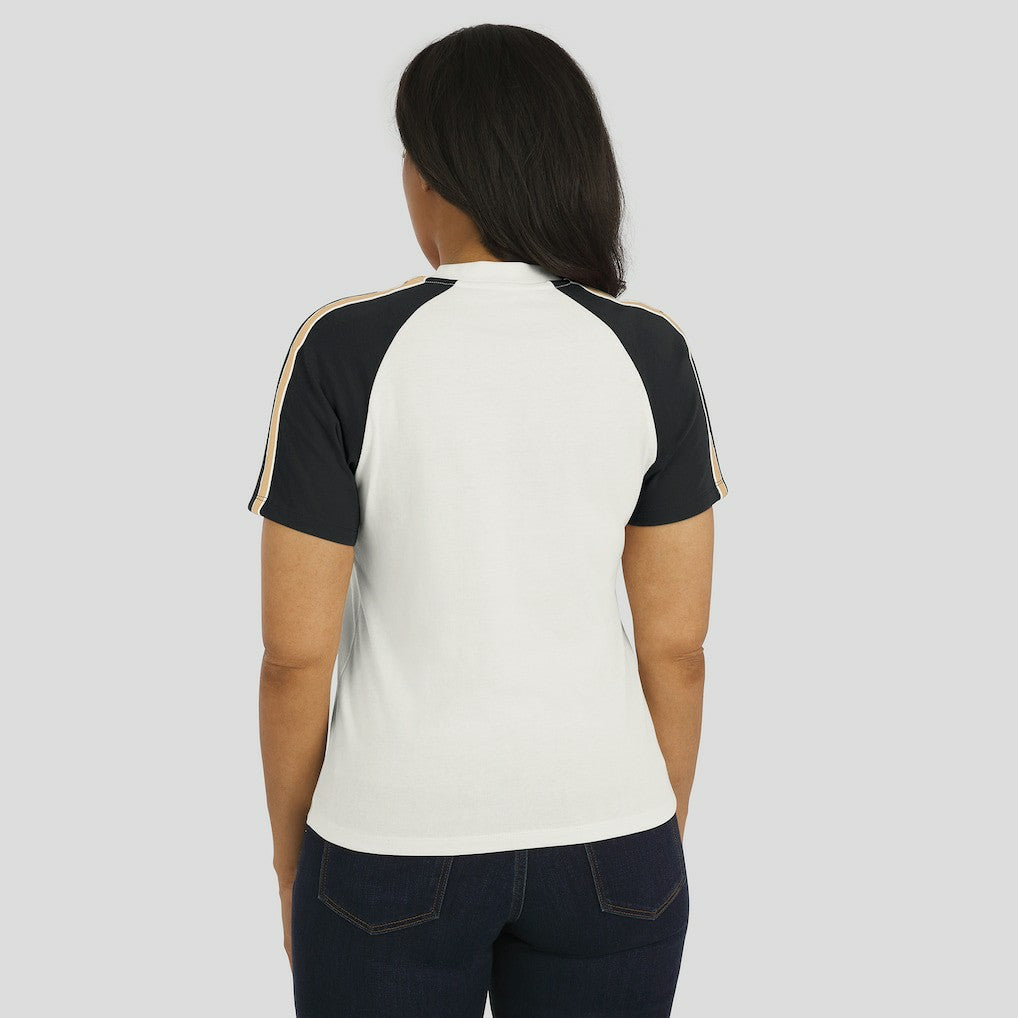 New Orleans Saints WEAR by Erin Andrews Women's Sleeve Stripe Distressed Raglan T-Shirt White - NFL