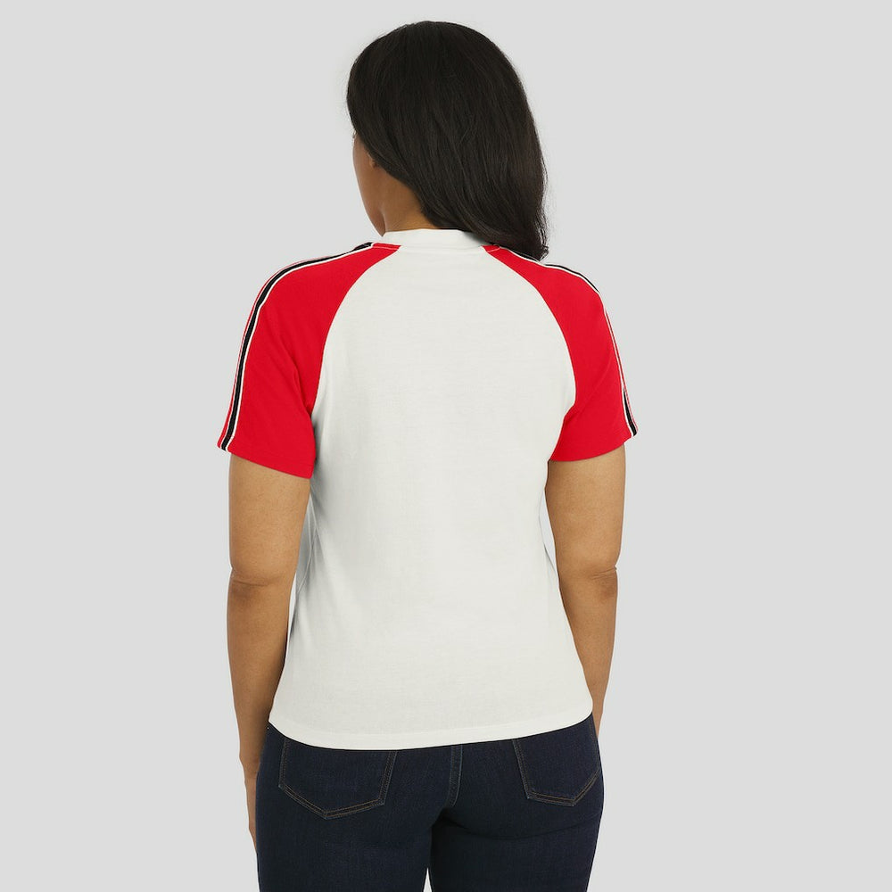 Kansas City Chiefs WEAR by Erin Andrews Women's Sleeve Stripe Distressed Raglan T-Shirt White - NFL