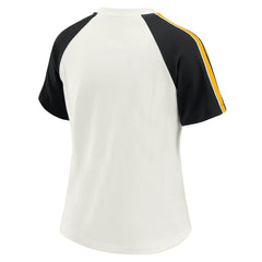 Pittsburgh Steelers WEAR by Erin Andrews Women's Sleeve Stripe Distressed Raglan T-Shirt White - NFL
