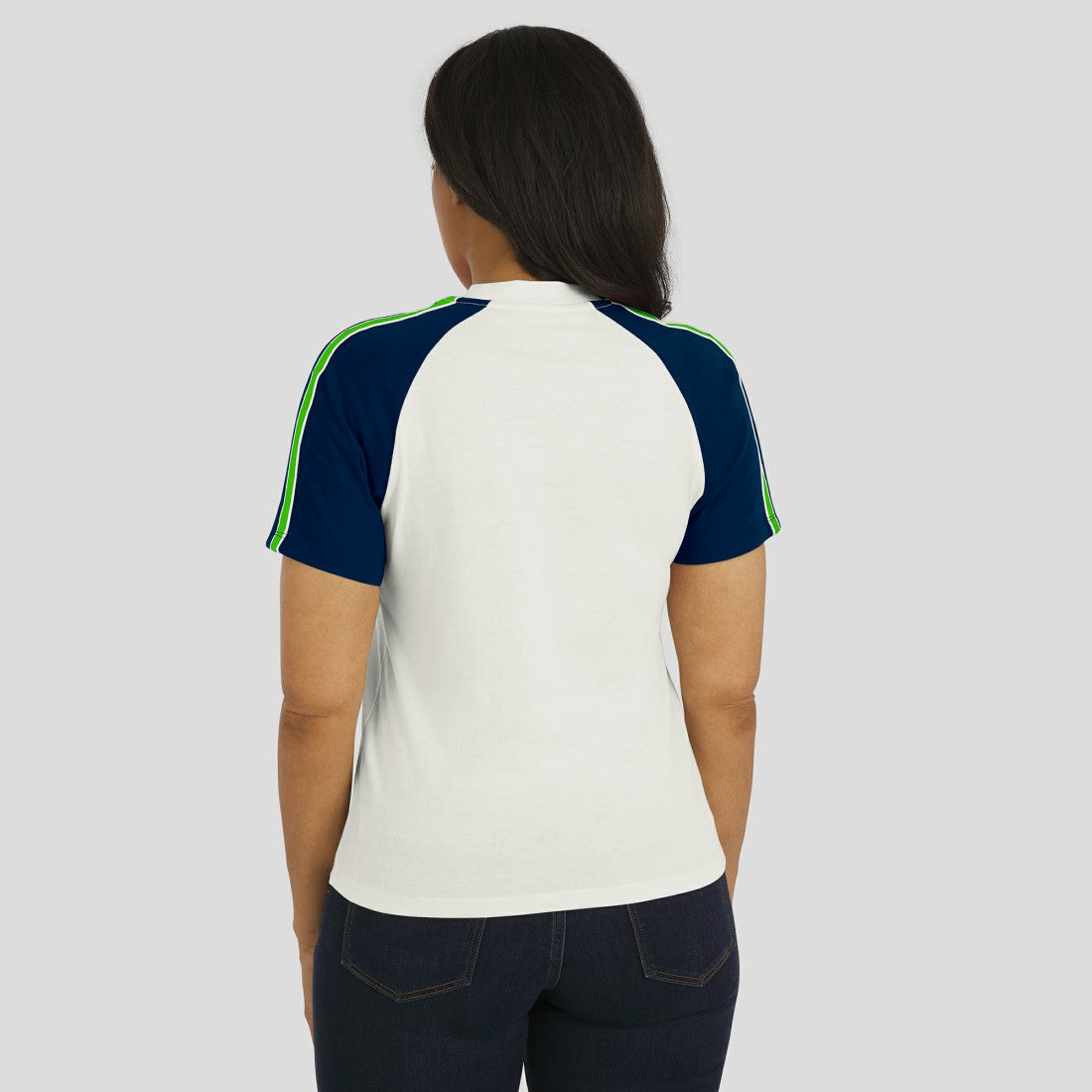 Seattle Seahawks WEAR by Erin Andrews Women's Sleeve Stripe Distressed Raglan T-Shirt White - NFL