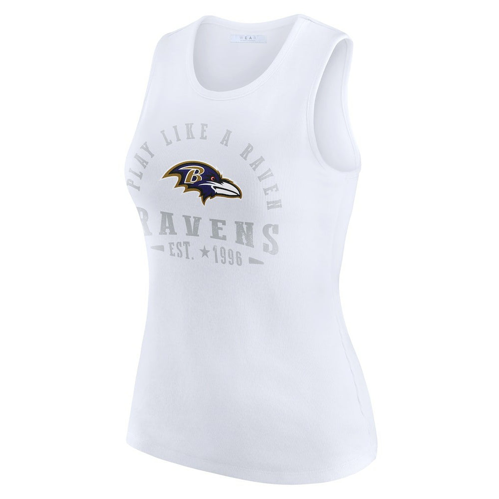 Baltimore Ravens WEAR by Erin Andrews Women's Ribbed Graphic Tank Top White - NFL