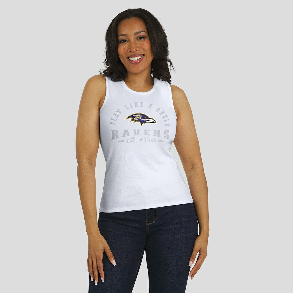 Baltimore Ravens WEAR by Erin Andrews Women's Ribbed Graphic Tank Top White - NFL