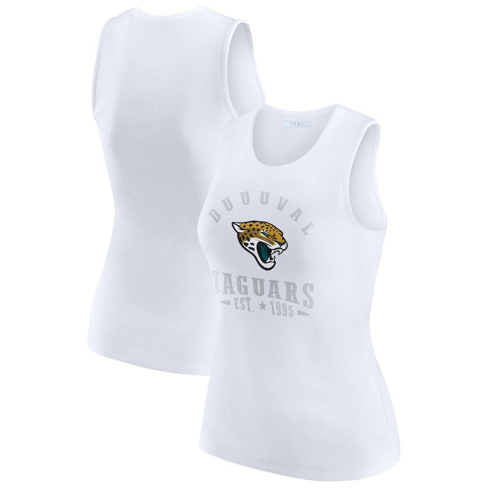 Jacksonville Jaguars WEAR by Erin Andrews Women's Ribbed Graphic Tank Top White - NFL