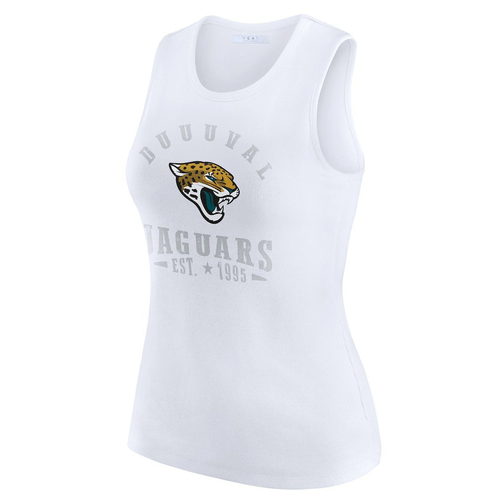 Jacksonville Jaguars WEAR by Erin Andrews Women's Ribbed Graphic Tank Top White - NFL