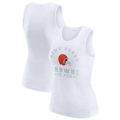 Cleveland Browns WEAR by Erin Andrews Women's Ribbed Graphic Tank Top White - NFL