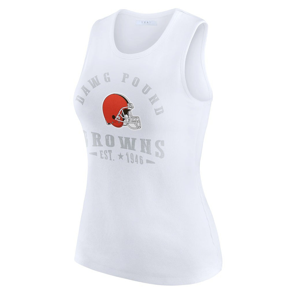 Cleveland Browns WEAR by Erin Andrews Women's Ribbed Graphic Tank Top White - NFL