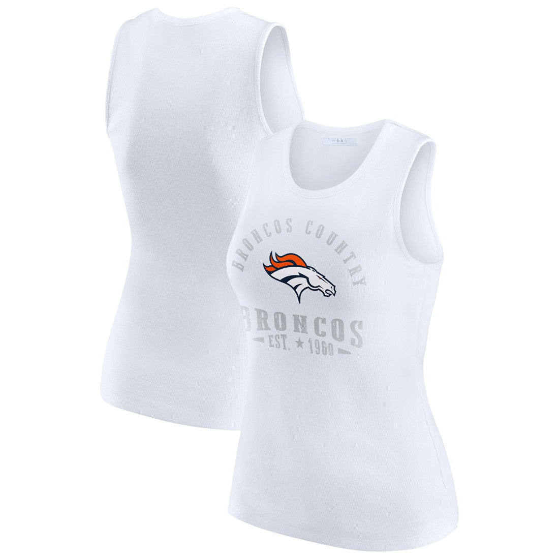 Denver Broncos WEAR by Erin Andrews Women's Ribbed Graphic Tank Top White - NFL