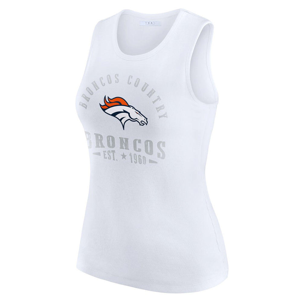 Denver Broncos WEAR by Erin Andrews Women's Ribbed Graphic Tank Top White - NFL