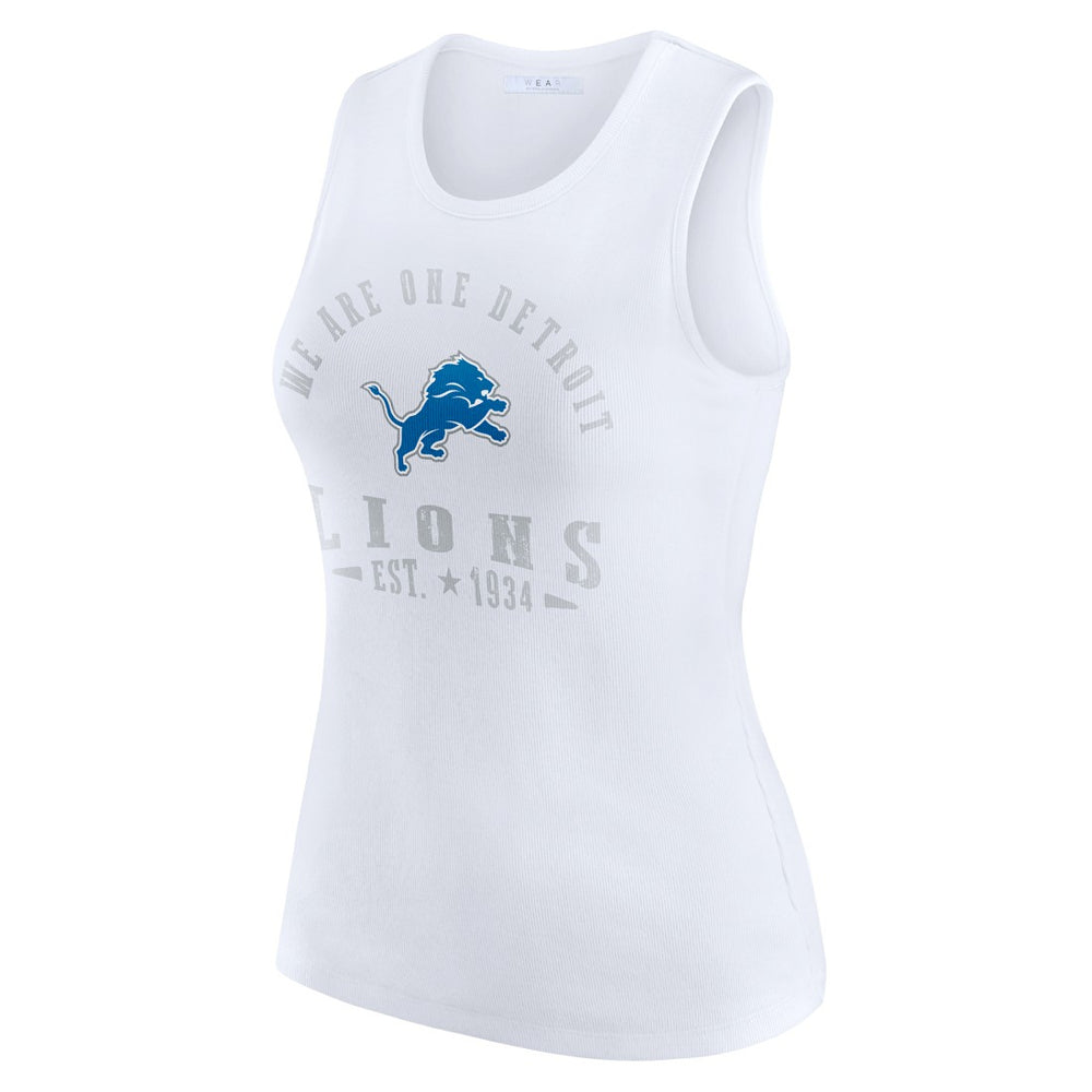 Detroit Lions WEAR by Erin Andrews Women's Ribbed Graphic Tank Top White - NFL