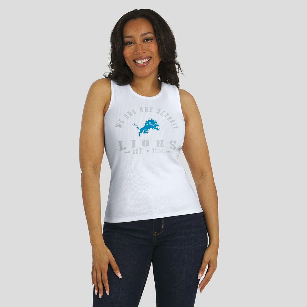 Detroit Lions WEAR by Erin Andrews Women's Ribbed Graphic Tank Top White - NFL