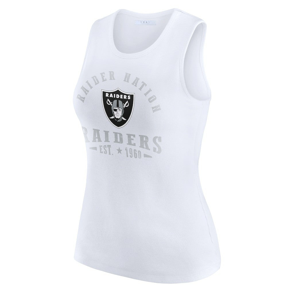 Las Vegas Raiders WEAR by Erin Andrews Women's Ribbed Graphic Tank Top White - NFL