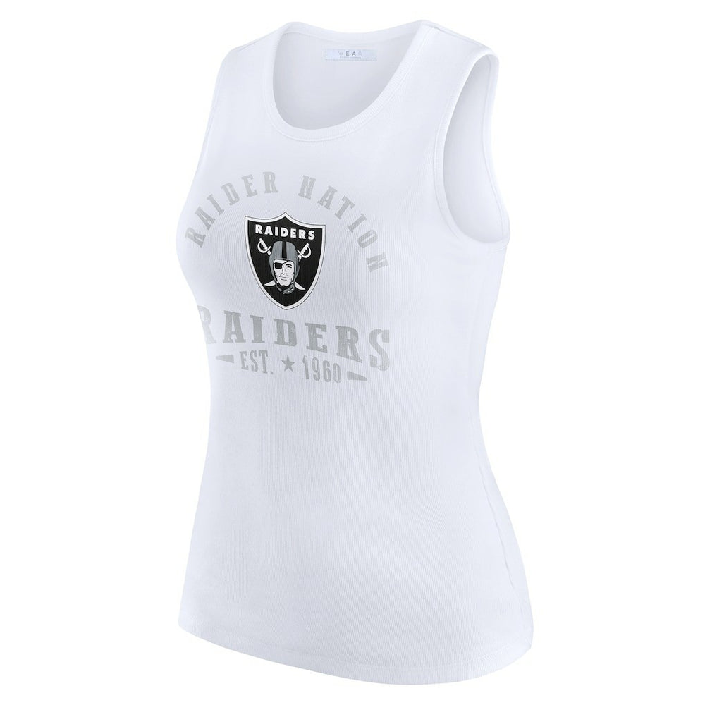 Las Vegas Raiders WEAR by Erin Andrews Women's Ribbed Graphic Tank Top White - NFL