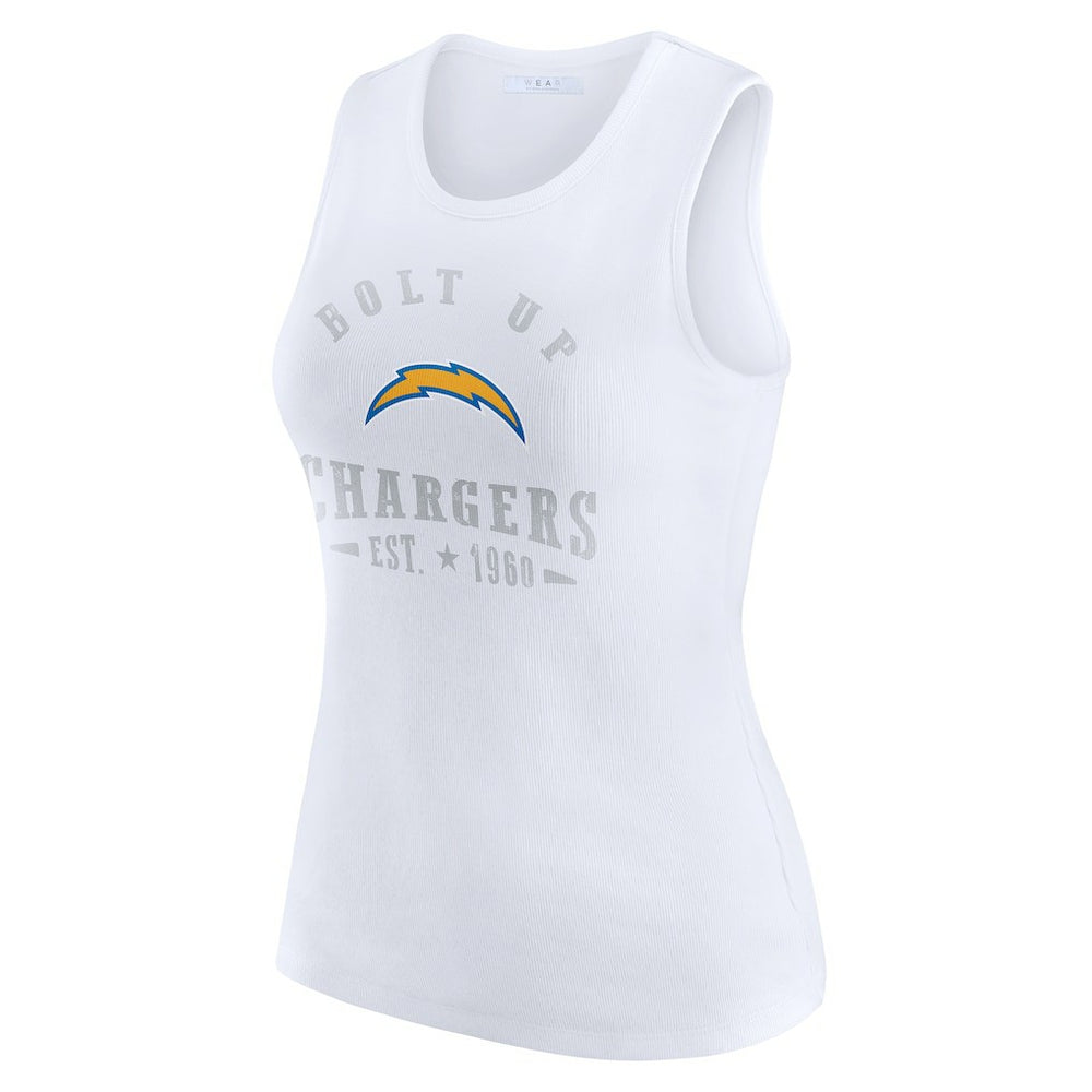 Los Angeles Chargers WEAR by Erin Andrews Women's Ribbed Graphic Tank Top White - NFL