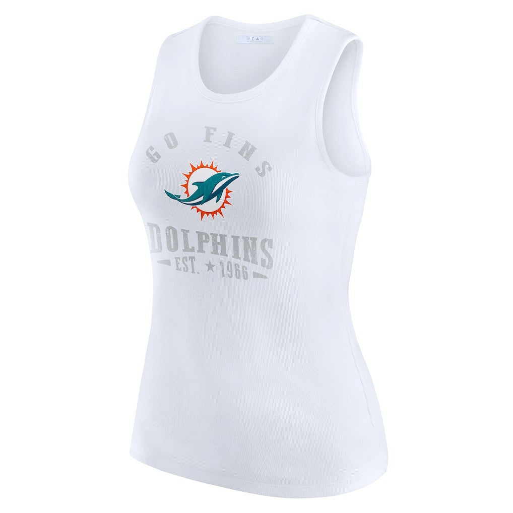 Miami Dolphins WEAR by Erin Andrews Women's Ribbed Graphic Tank Top White - NFL