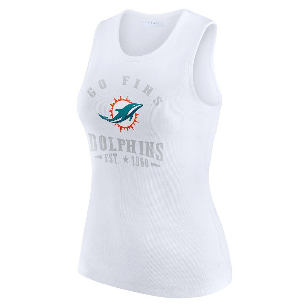 Miami Dolphins WEAR by Erin Andrews Women's Ribbed Graphic Tank Top White - NFL