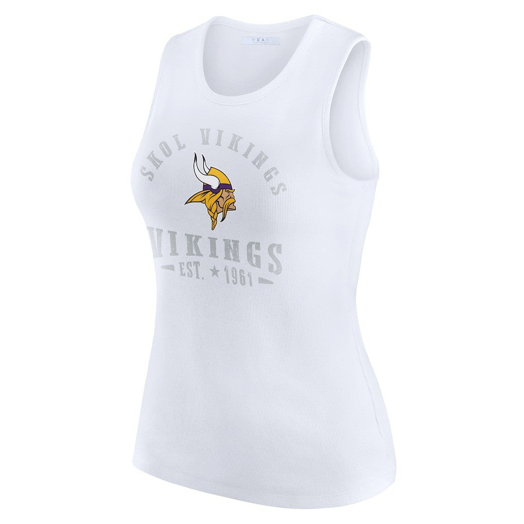 Minnesota Vikings WEAR by Erin Andrews Women's Ribbed Graphic Tank Top White - NFL
