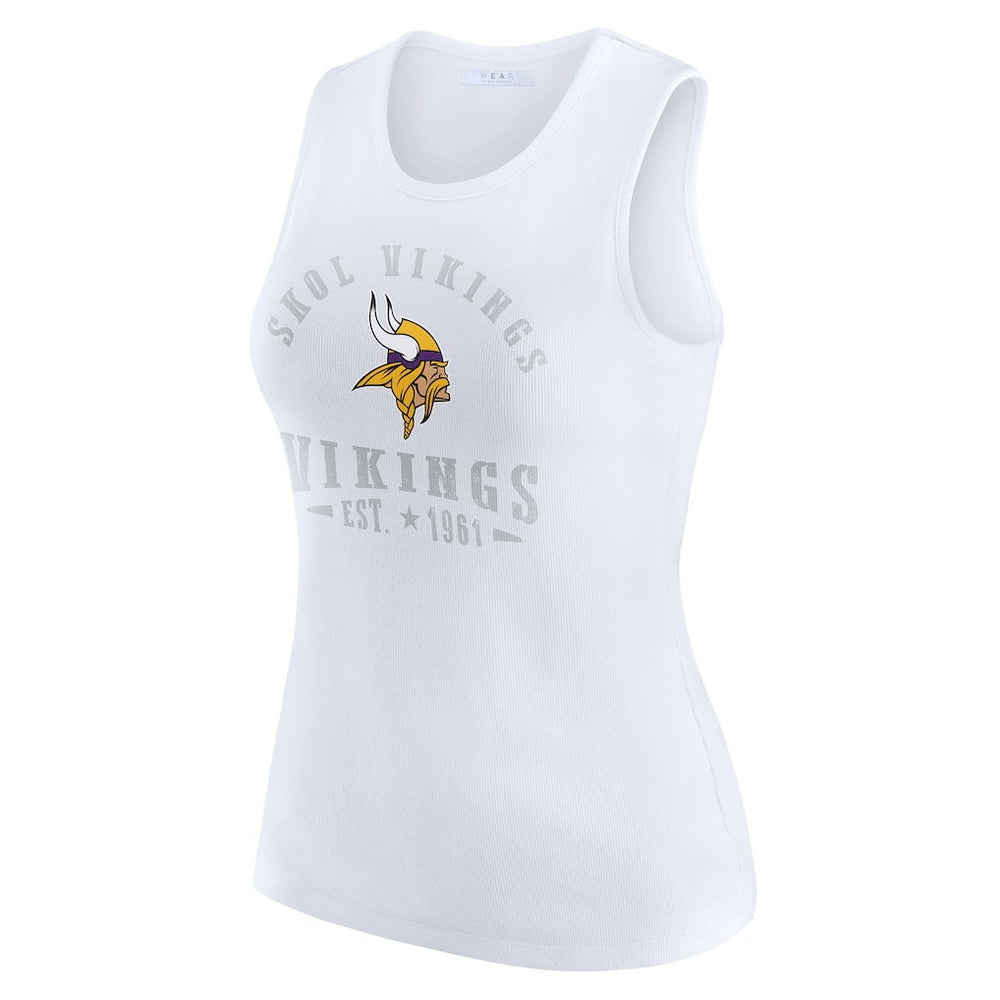 Minnesota Vikings WEAR by Erin Andrews Women's Ribbed Graphic Tank Top White - NFL