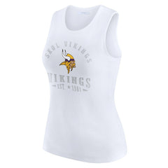 Minnesota Vikings WEAR by Erin Andrews Women's Ribbed Graphic Tank Top White - NFL