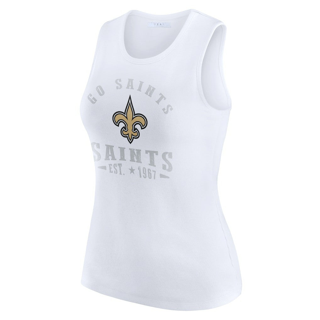 New Orleans Saints WEAR by Erin Andrews Women's Ribbed Graphic Tank Top White - NFL