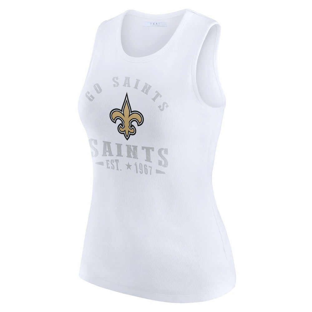 New Orleans Saints WEAR by Erin Andrews Women's Ribbed Graphic Tank Top White - NFL