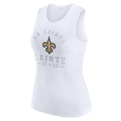 New Orleans Saints WEAR by Erin Andrews Women's Ribbed Graphic Tank Top White - NFL