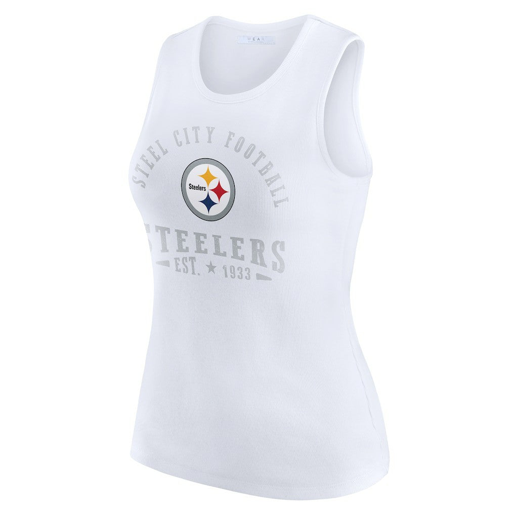 Pittsburgh Steelers WEAR by Erin Andrews Women's Ribbed Graphic Tank Top White - NFL