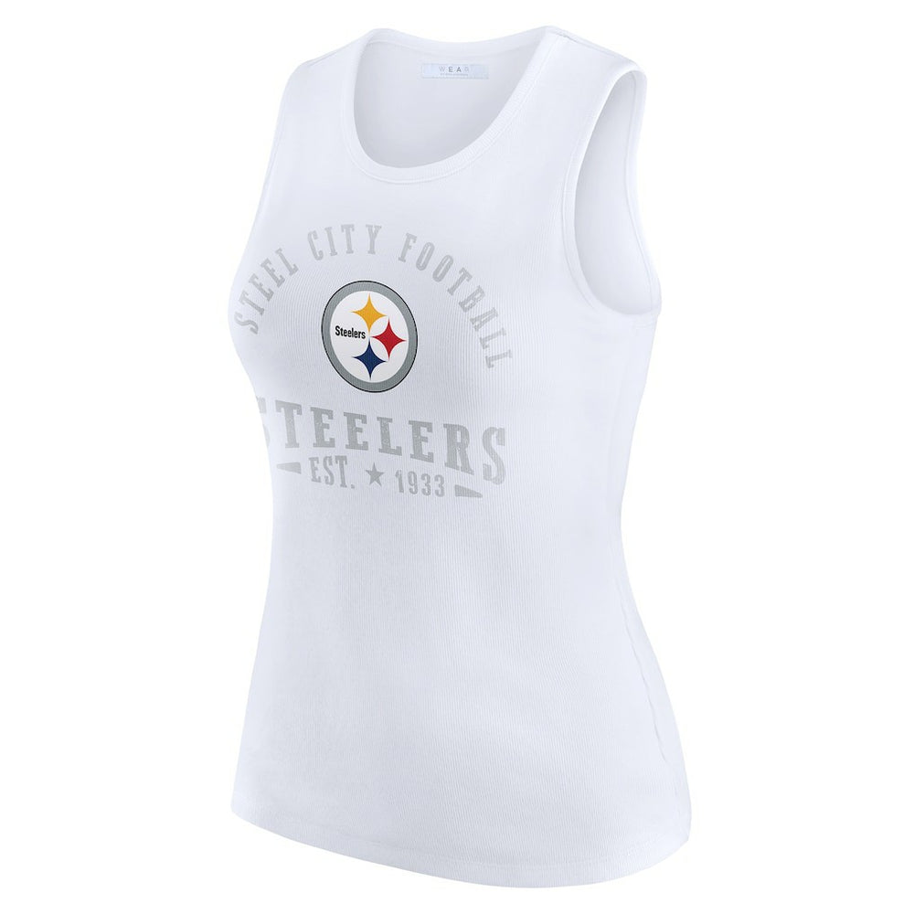 Pittsburgh Steelers WEAR by Erin Andrews Women's Ribbed Graphic Tank Top White - NFL